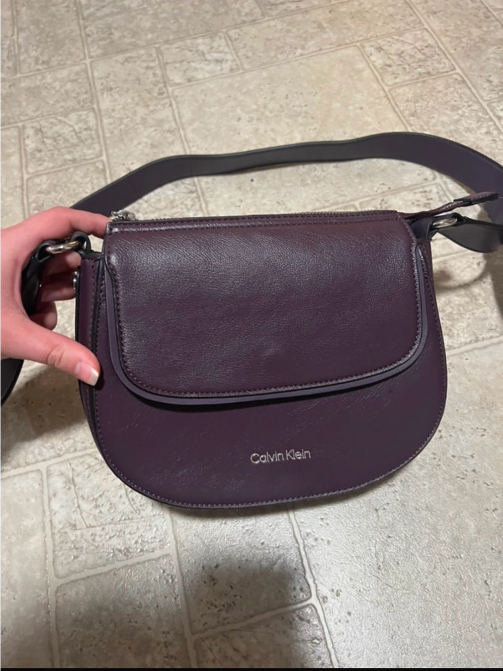 Calvin Klein Plum Purple Crossbody Saddle Bag